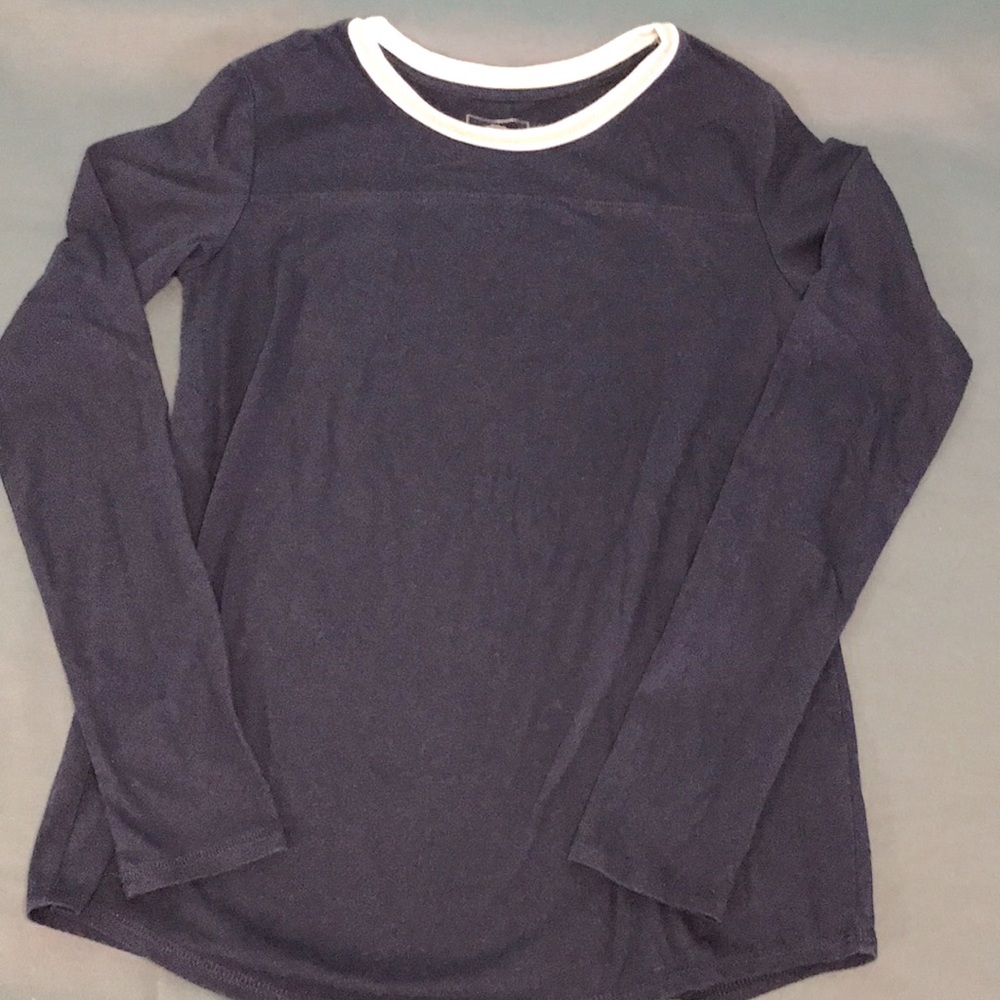 SO American Heritage navy blue long sleeve tea white collar silver trim ES
